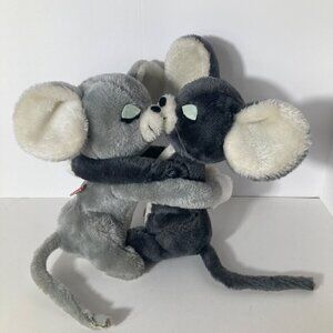 Vintage 1976 R. Dakin Hugging Gray Mice Plush Eeny Meeny Mouse 10"